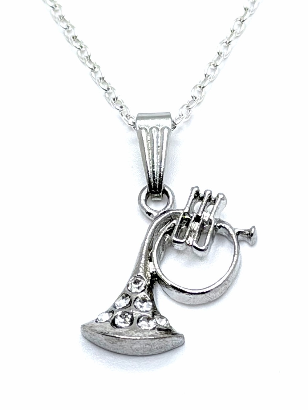 French Horn Necklace Rhinestone
